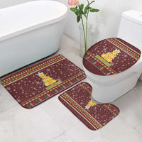 Merry Chickmas Christmas Bathroom Set with Yellow Chickens Tree Design and Snowflake Pattern - Wonder Print Shop