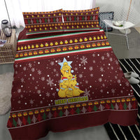 Merry Chickmas Christmas Bedding Set with Yellow Chickens Tree Design and Snowflake Pattern - Wonder Print Shop
