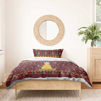 Merry Chickmas Christmas Bedding Set with Yellow Chickens Tree Design and Snowflake Pattern - Wonder Print Shop