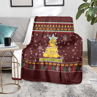 Merry Chickmas Christmas Blanket with Yellow Chickens Tree Design and Snowflake Pattern - Wonder Print Shop