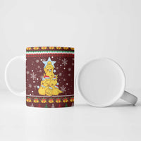 Merry Chickmas Christmas Ceramic Mug with Yellow Chickens Tree Design and Snowflake Pattern - Wonder Print Shop