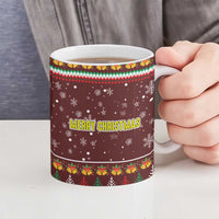 Merry Chickmas Christmas Ceramic Mug with Yellow Chickens Tree Design and Snowflake Pattern - Wonder Print Shop