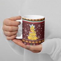 Merry Chickmas Christmas Ceramic Mug with Yellow Chickens Tree Design and Snowflake Pattern - Wonder Print Shop