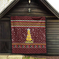 Merry Chickmas Christmas Quilt with Yellow Chickens Tree Design and Snowflake Pattern - Wonder Print Shop