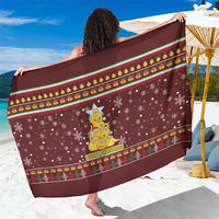 Merry Chickmas Christmas Sarong with Yellow Chickens Tree Design and Snowflake Pattern - Wonder Print Shop