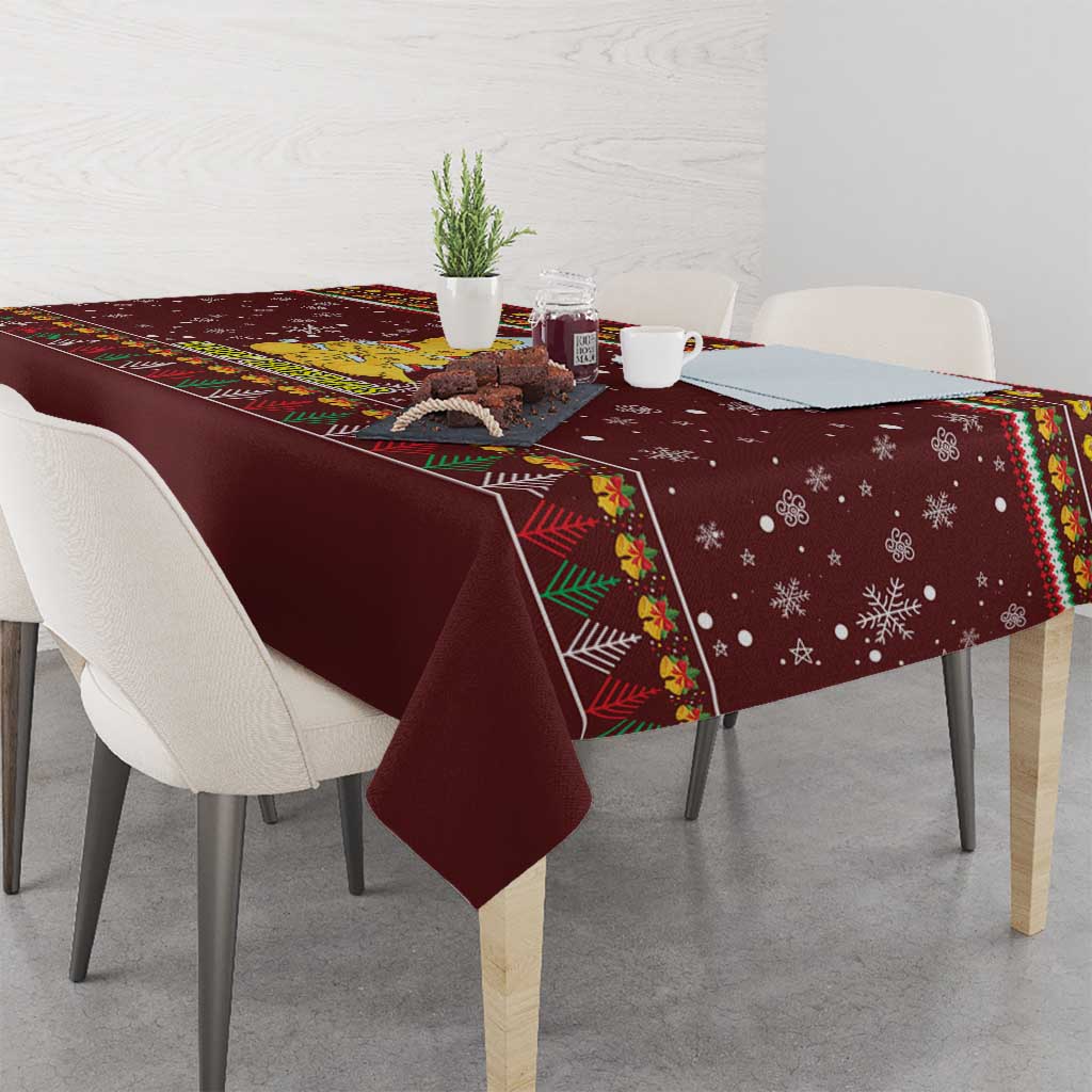 Merry Chickmas Christmas Tablecloth with Yellow Chickens Tree Design and Snowflake Pattern - Wonder Print Shop