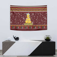 Merry Chickmas Christmas Tapestry with Yellow Chickens Tree Design and Snowflake Pattern - Wonder Print Shop
