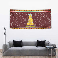 Merry Chickmas Christmas Tapestry with Yellow Chickens Tree Design and Snowflake Pattern - Wonder Print Shop