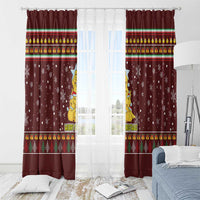 Merry Chickmas Christmas Window Curtain with Yellow Chickens Tree Design and Snowflake Pattern - Wonder Print Shop