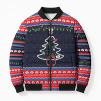 Merry Christmas Nurse Bomber Puffer Jacket Stethoscope Tree Nurses and Medical Workers - Wonder Print Shop