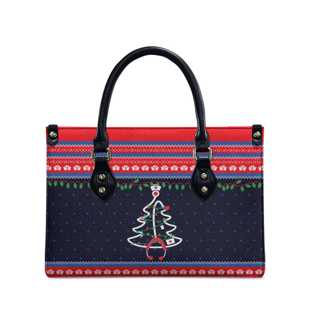 Merry Christmas Nurse Leather Bag Stethoscope Tree Nurses and Medical Workers - Wonder Print Shop