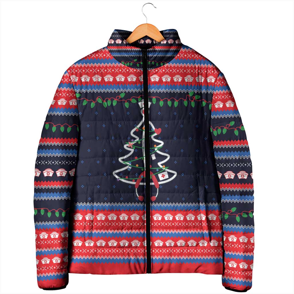 Merry Christmas Nurse Padded Jacket Stethoscope Tree Nurses and Medical Workers - Wonder Print Shop