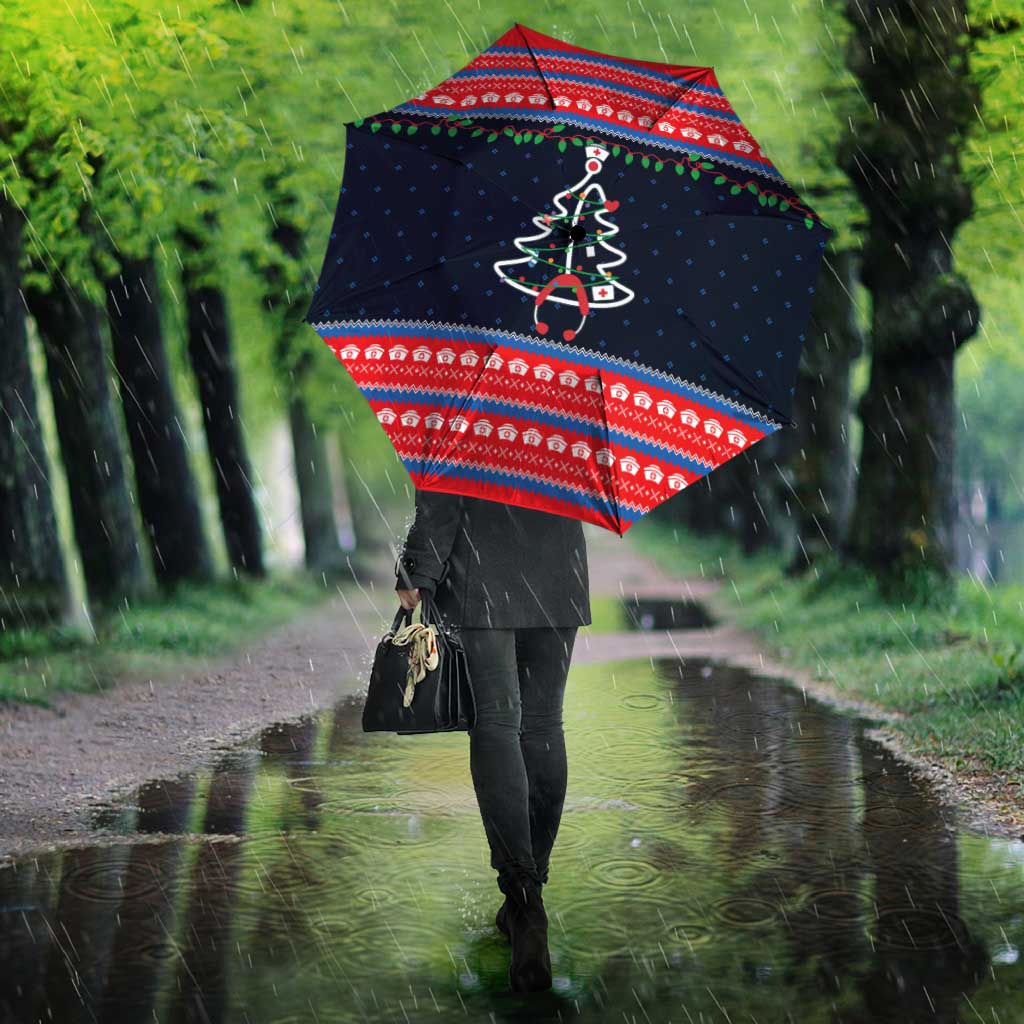 Merry Christmas Nurse Umbrella Stethoscope Tree Nurses and Medical Workers - Wonder Print Shop