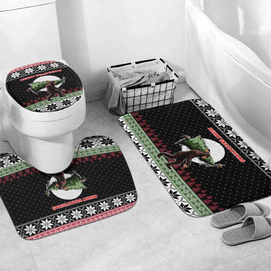 Funny Bigfoot Christmas Bathroom Set Xmas Holiday Patterns - Wonder Print Shop