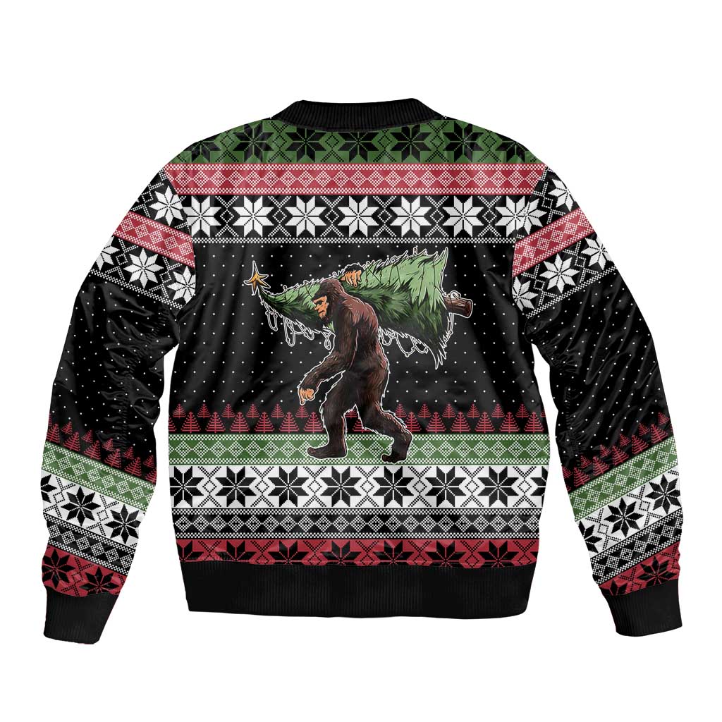 Funny Bigfoot Christmas Bomber Jacket Xmas Holiday Patterns - Wonder Print Shop