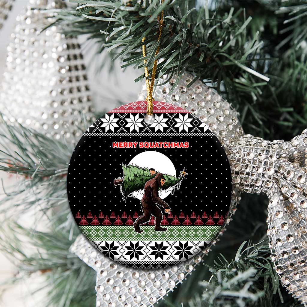 Funny Bigfoot Christmas Ceramic Ornament Xmas Holiday Patterns - Wonder Print Shop