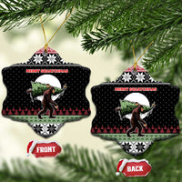 Funny Bigfoot Christmas Ceramic Ornament Xmas Holiday Patterns - Wonder Print Shop