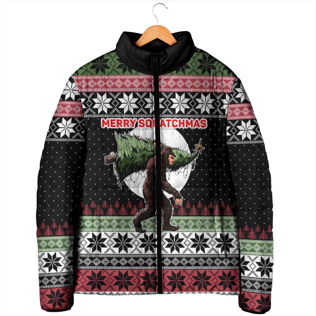 Funny Bigfoot Christmas Padded Jacket Xmas Holiday Patterns - Wonder Print Shop