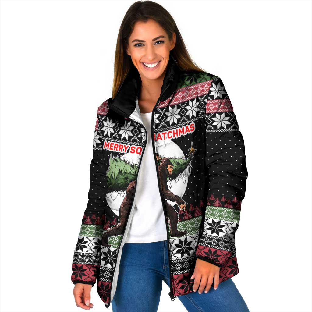 Funny Bigfoot Christmas Padded Jacket Xmas Holiday Patterns - Wonder Print Shop