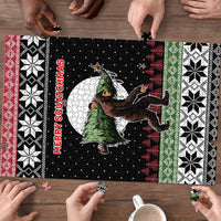 Funny Bigfoot Christmas Puzzle Xmas Holiday Patterns - Wonder Print Shop