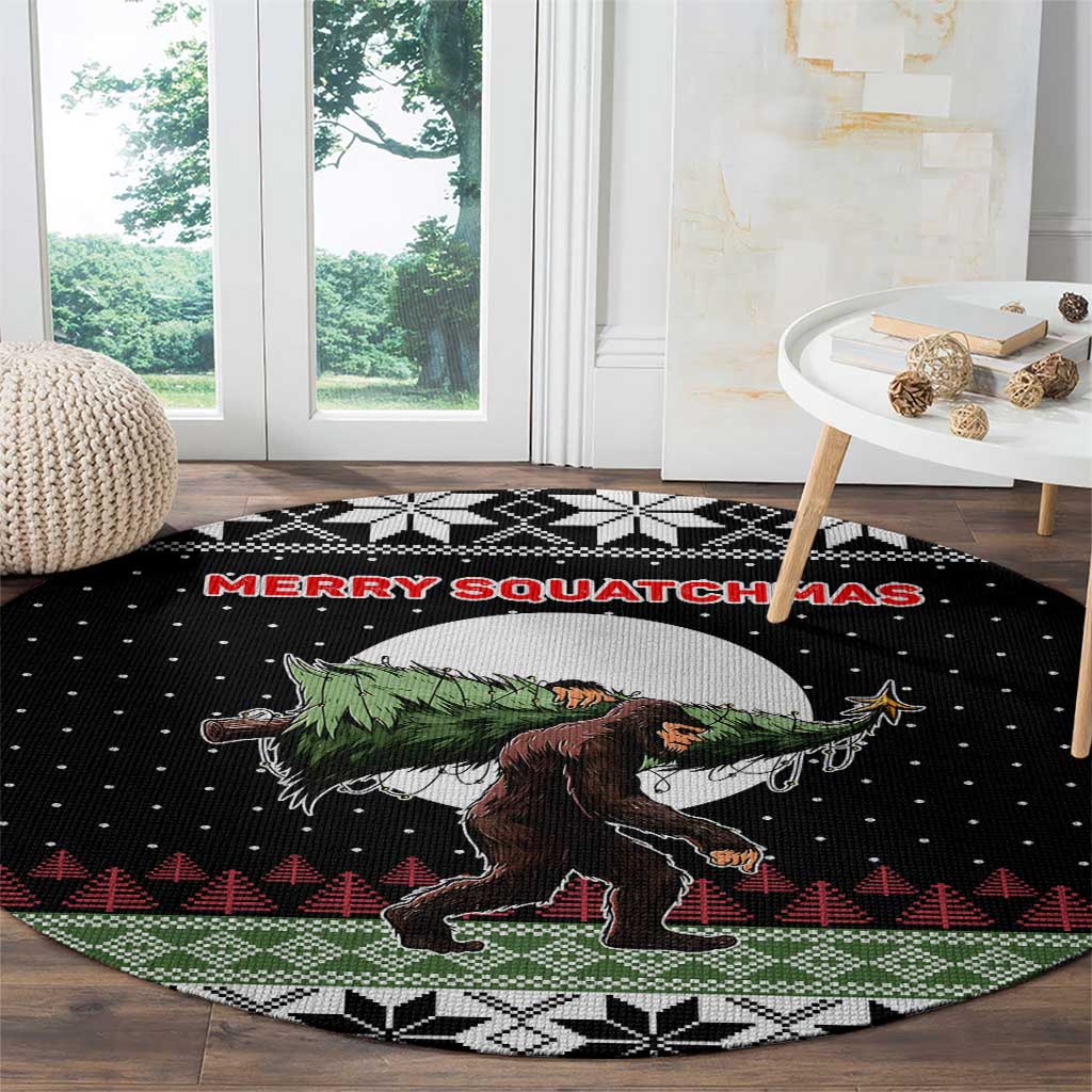 Funny Bigfoot Christmas Round Carpet Xmas Holiday Patterns - Wonder Print Shop