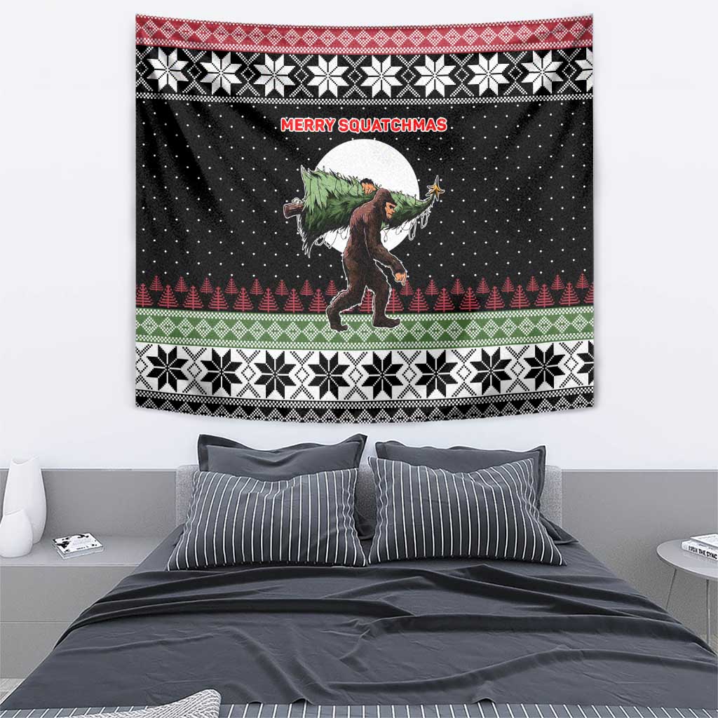 Funny Bigfoot Christmas Tapestry Xmas Holiday Patterns - Wonder Print Shop