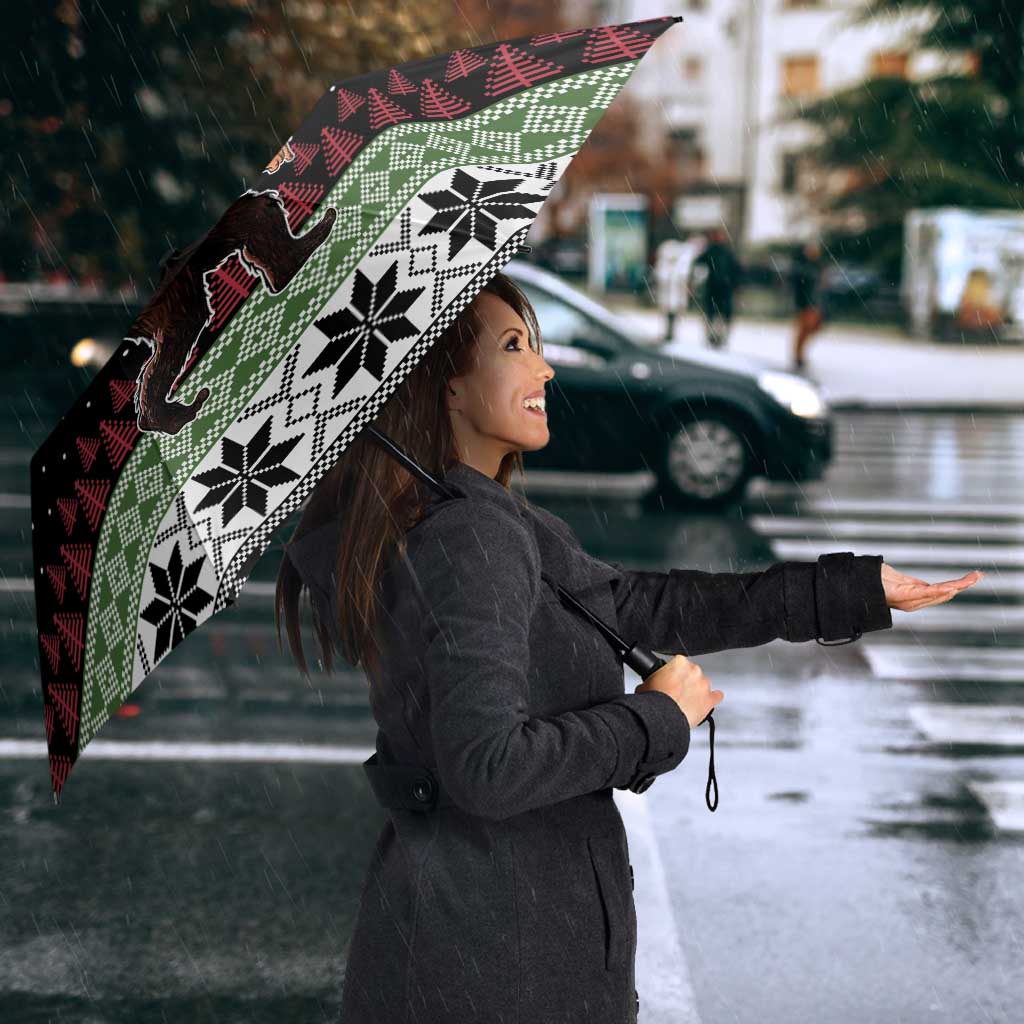 Funny Bigfoot Christmas Umbrella Xmas Holiday Patterns - Wonder Print Shop