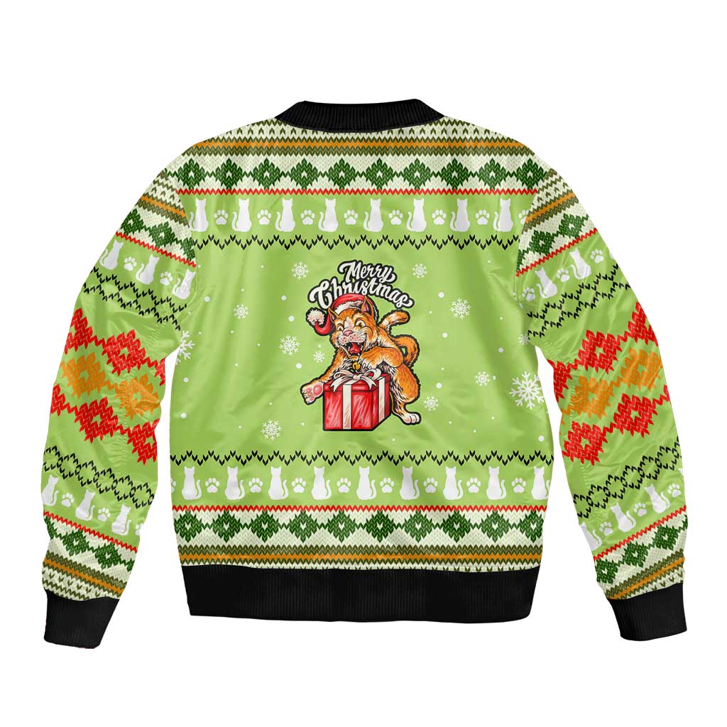 Funny Cat Merry Christmas Bomber Jacket Xmas Holiday Patterns - Wonder Print Shop