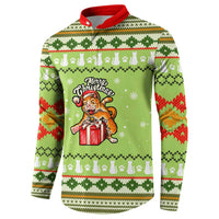 Funny Cat Merry Christmas Button Sweatshirt Xmas Holiday Patterns - Wonder Print Shop