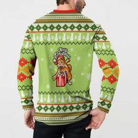 Funny Cat Merry Christmas Button Sweatshirt Xmas Holiday Patterns - Wonder Print Shop
