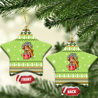 Funny Cat Merry Christmas Ceramic Ornament Xmas Holiday Patterns - Wonder Print Shop