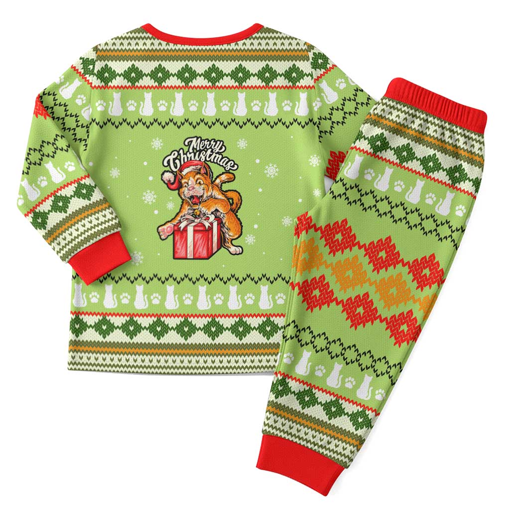 Funny Cat Merry Christmas Pajama Set Xmas Holiday Patterns - Wonder Print Shop