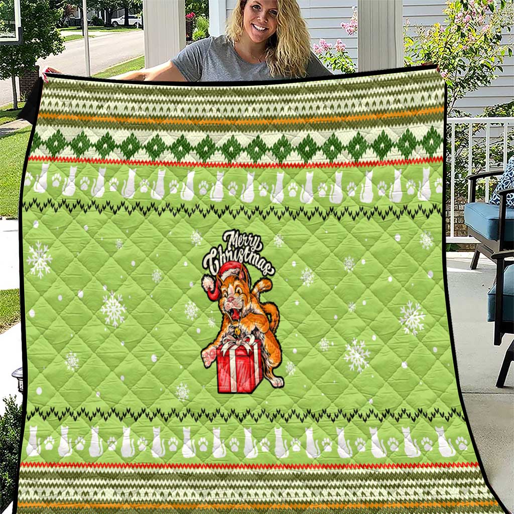 Funny Cat Merry Christmas Quilt Xmas Holiday Patterns - Wonder Print Shop