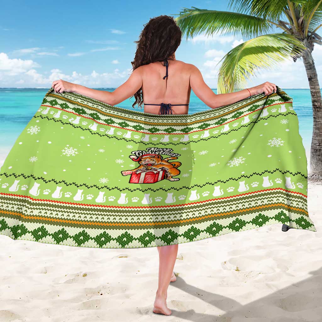 Funny Cat Merry Christmas Sarong Xmas Holiday Patterns - Wonder Print Shop