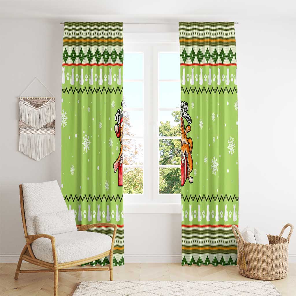 Funny Cat Merry Christmas Window Curtain Xmas Holiday Patterns - Wonder Print Shop