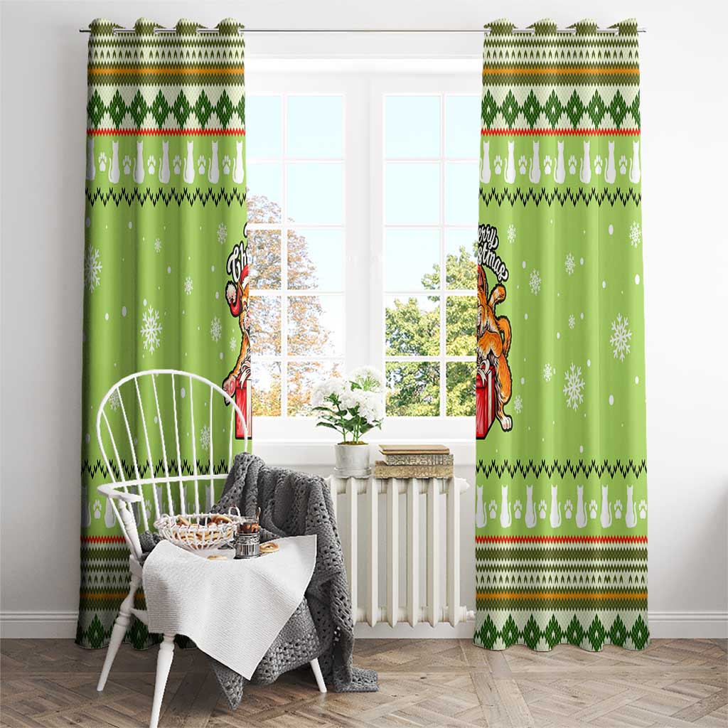 Funny Cat Merry Christmas Window Curtain Xmas Holiday Patterns - Wonder Print Shop