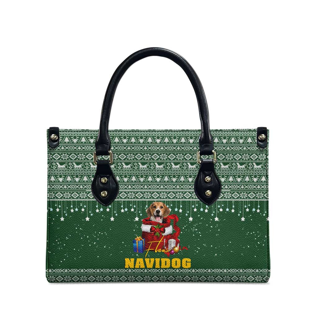 Funny Christmas Gift Beagle Christmas Leather Bag Xmas Holiday Patterns - Wonder Print Shop