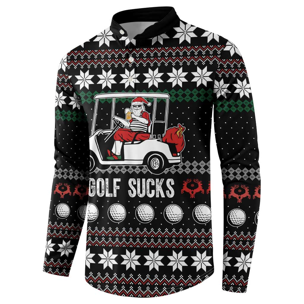 Golf Sucks Christmas Button Sweatshirt Xmas Holiday Patterns - Wonder Print Shop
