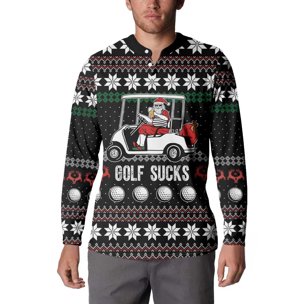 Golf Sucks Christmas Button Sweatshirt Xmas Holiday Patterns - Wonder Print Shop