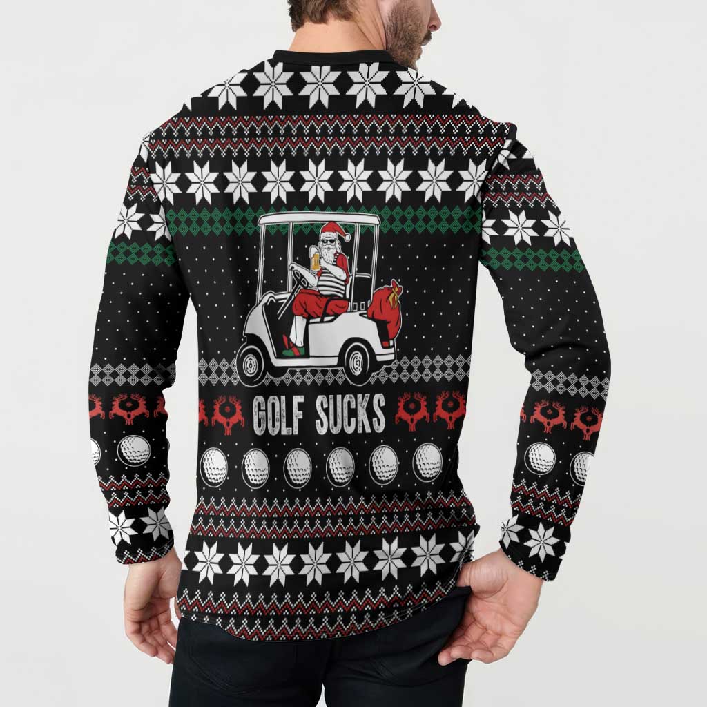 Golf Sucks Christmas Button Sweatshirt Xmas Holiday Patterns - Wonder Print Shop