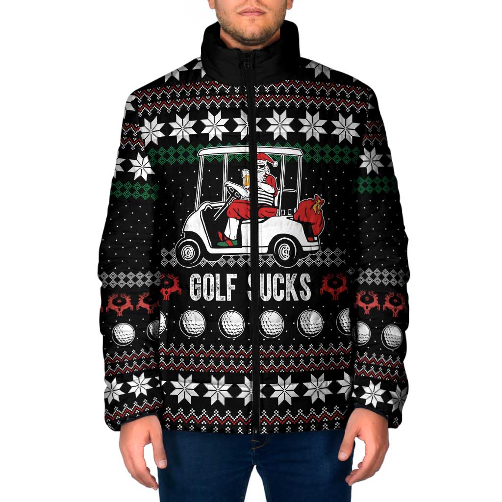 Golf Sucks Christmas Padded Jacket Xmas Holiday Patterns - Wonder Print Shop