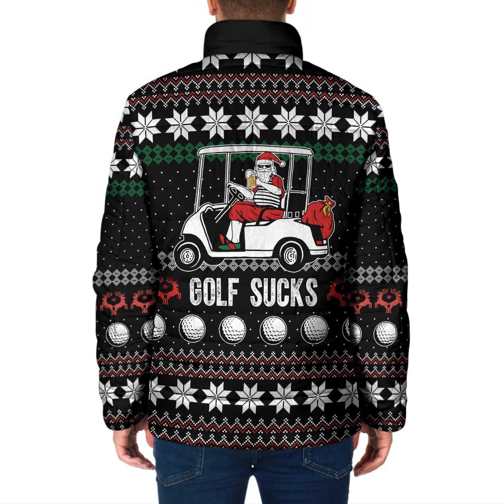 Golf Sucks Christmas Padded Jacket Xmas Holiday Patterns - Wonder Print Shop