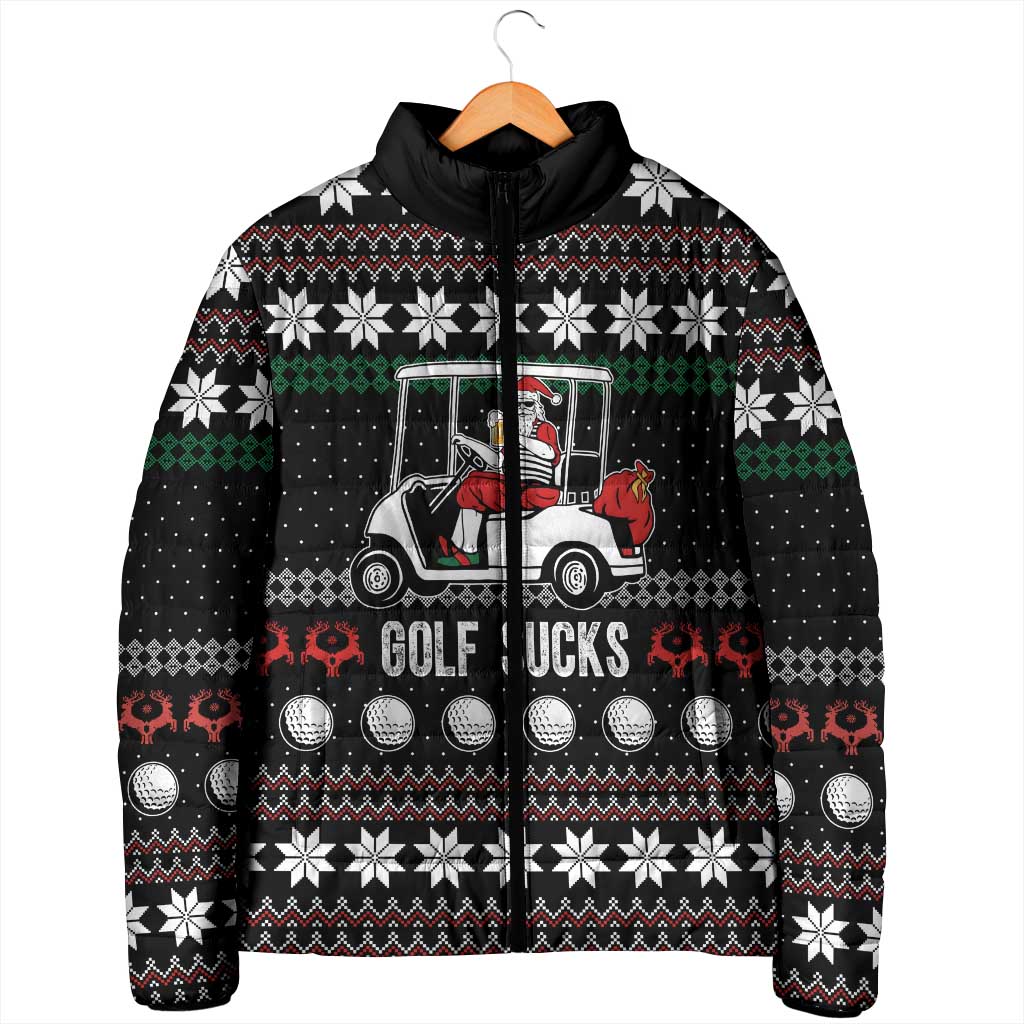 Golf Sucks Christmas Padded Jacket Xmas Holiday Patterns - Wonder Print Shop