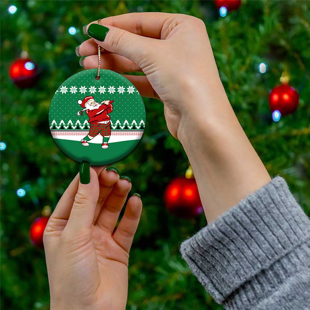 Golfer Santa Christmas Ceramic Ornament Xmas Holiday Patterns - Wonder Print Shop