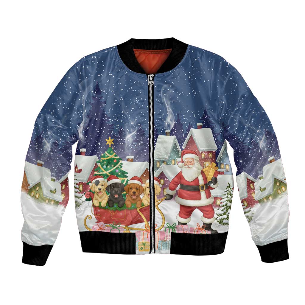 Labrador Retriever Santa Sled Christmas Bomber Jacket Funny Xmas Holiday Patterns - Wonder Print Shop