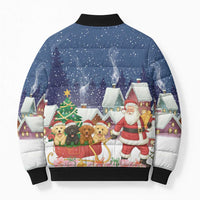 Labrador Retriever Santa Sled Christmas Bomber Puffer Jacket Funny Xmas Holiday Patterns - Wonder Print Shop
