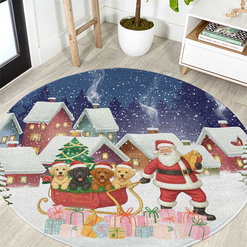 Labrador Retriever Santa Sled Christmas Round Carpet Funny Xmas Holiday Patterns - Wonder Print Shop