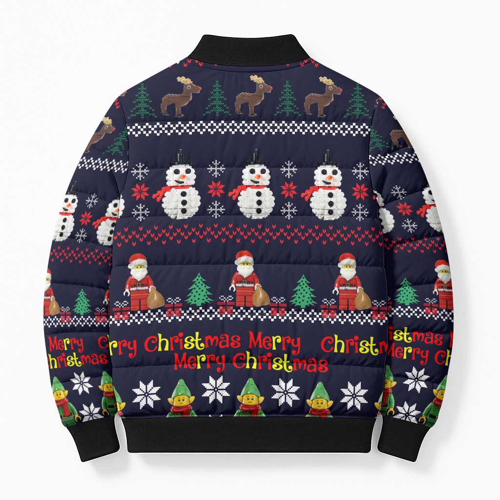 Lego Awesome Christmas Bomber Puffer Jacket Funny Xmas Holiday Patterns - Wonder Print Shop
