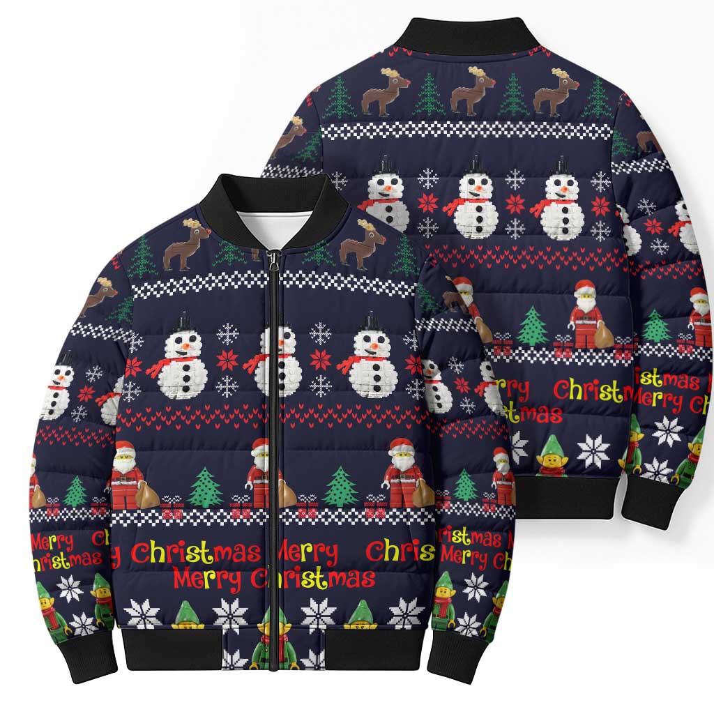 Lego Awesome Christmas Bomber Puffer Jacket Funny Xmas Holiday Patterns - Wonder Print Shop