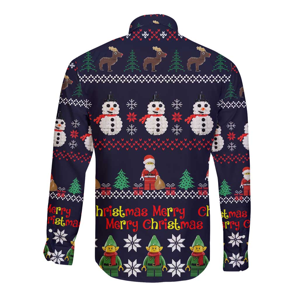 Lego Awesome Christmas Long Sleeve Button Shirt Funny Xmas Holiday Patterns - Wonder Print Shop